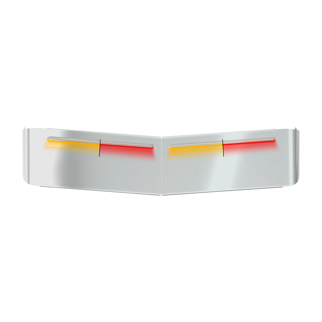 KW. 13" Curved Glass Post-Mount Louvered Sun Visor - Dual Glow Strips (Amber/Red)