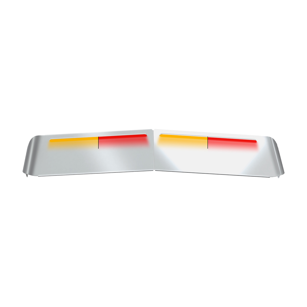 KW. 13" Flat Glass Post-Mount Louvered Sun Visor - Dual Glow Strips (Amber/Red)