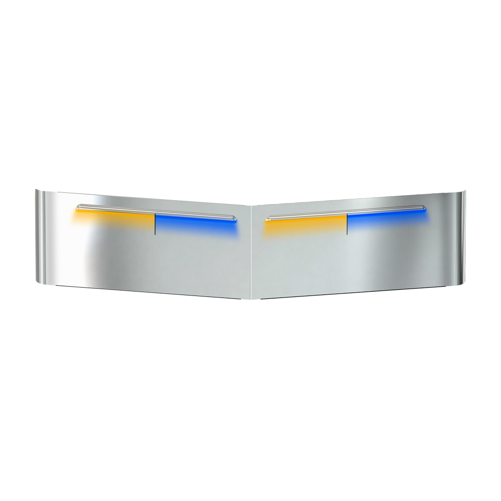PB. 14" High & Low Roof with 2 Piece Windshields Louvered Sun Visor (1987+) - Cab Mounted Mirrors | Dual Glow Strips (Amber/Blue)