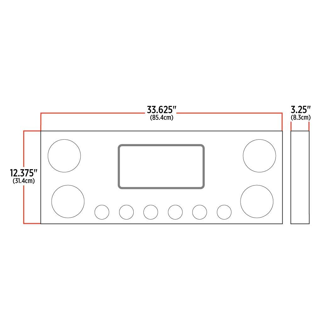 Dual LED Rear Center Panel - 4" & 2" Dual LEDs (Clear Lens) | Stainless Steel