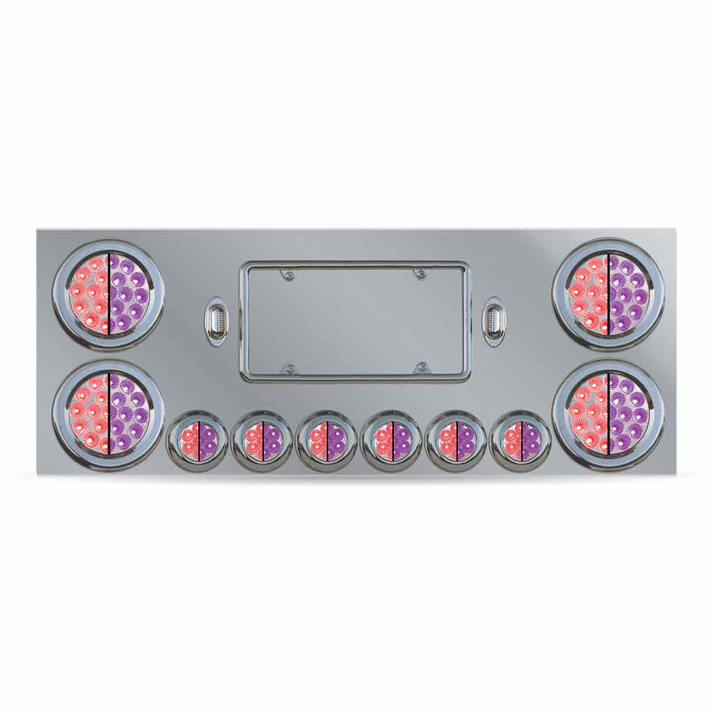 Dual LED Rear Center Panel - 4" & 2" Dual LEDs (Clear Lens) | Stainless Steel