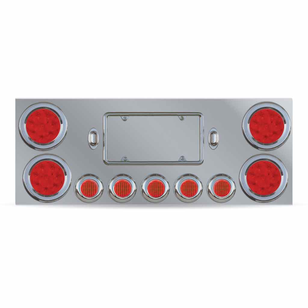 LED Rear Center Panel - 4" & 2.5" LEDs (Red Lens) | Stainless Steel - Thumbnail 2