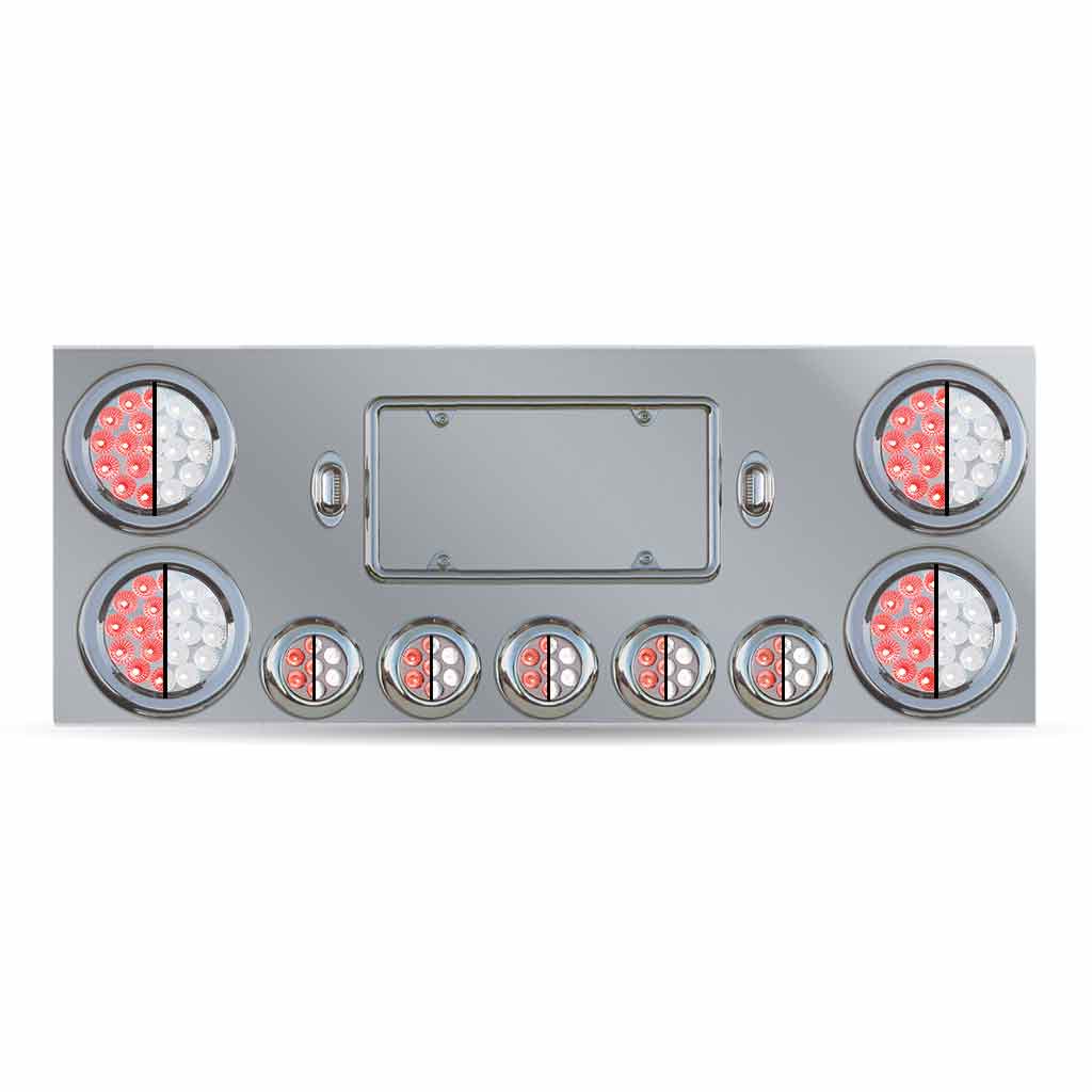 Dual LED Rear Center Panel - 4" & 2.5" Dual LEDs (Clear Lens) | Stainless Steel - Thumbnail 2