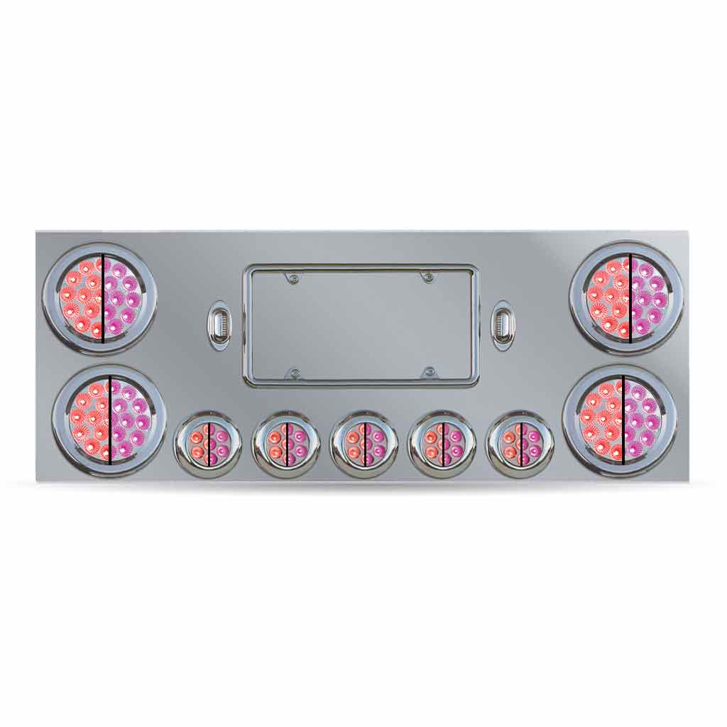 Dual LED Rear Center Panel - 4" & 2.5" Dual LEDs (Clear Lens) | Stainless Steel