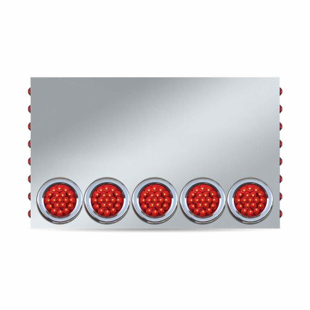 20" Drop LED Rear Center Panel - 4" & 3/4" LEDs (Red Lens) | 304 Stainless Steel