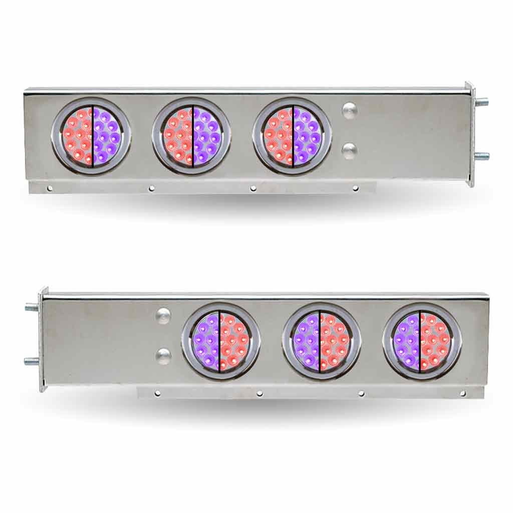 30" Dual LED Mud Flap Hangers - 3 3/4" Bolt Spacing | 4" Dual LEDs (Clear Lens) | Stainless Steel