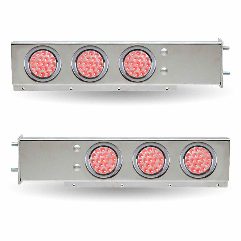 30" Dual LED Mud Flap Hangers - 3 3/4" Bolt Spacing | 4" Dual LEDs (Clear Lens) | Stainless Steel - Thumbnail 3