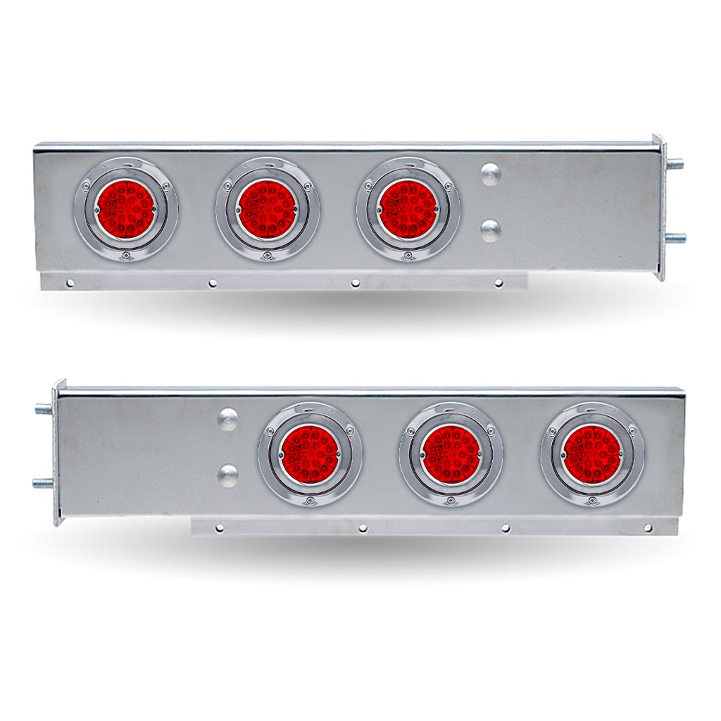 30″ LED Mud Flap Hangers – 3 3/4″ Bolt Spacing | Star-Burst Watermelon LEDs (Red Lens) - Thumbnail 2