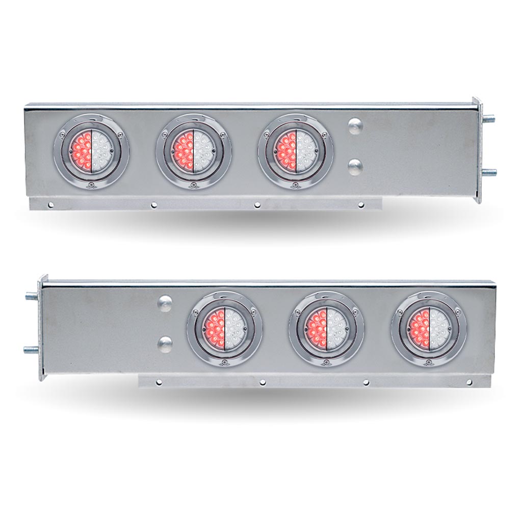 30″ Dual LED Mud Flap Hangers – 3 3/4″ Bolt Spacing | Star-Burst Watermelon LEDs (Clear Lens)