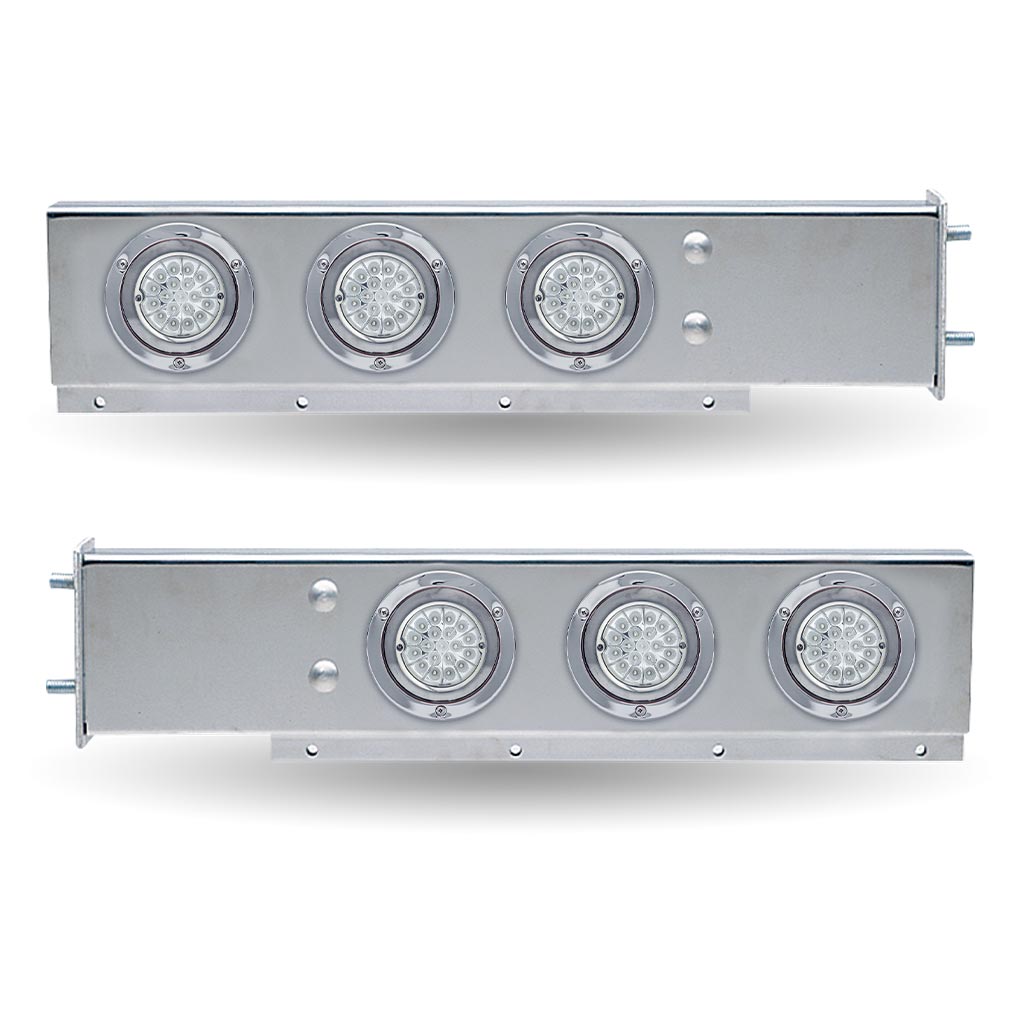 30″ Dual LED Mud Flap Hangers – 3 3/4″ Bolt Spacing | Star-Burst Watermelon LEDs (Clear Lens) - Thumbnail 2