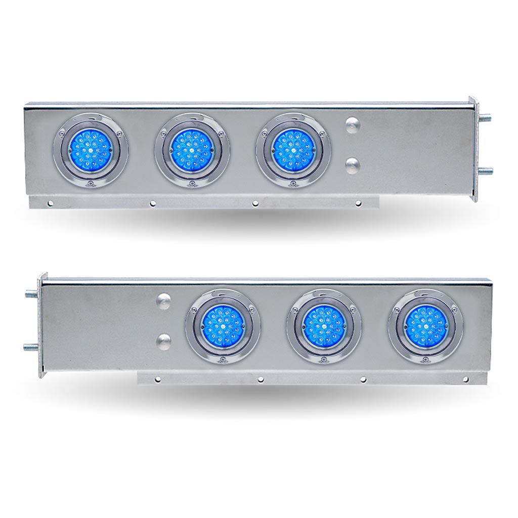 30″ Dual LED Mud Flap Hangers – 3 3/4″ Bolt Spacing | Star-Burst Watermelon LEDs (Clear Lens) - Thumbnail 3