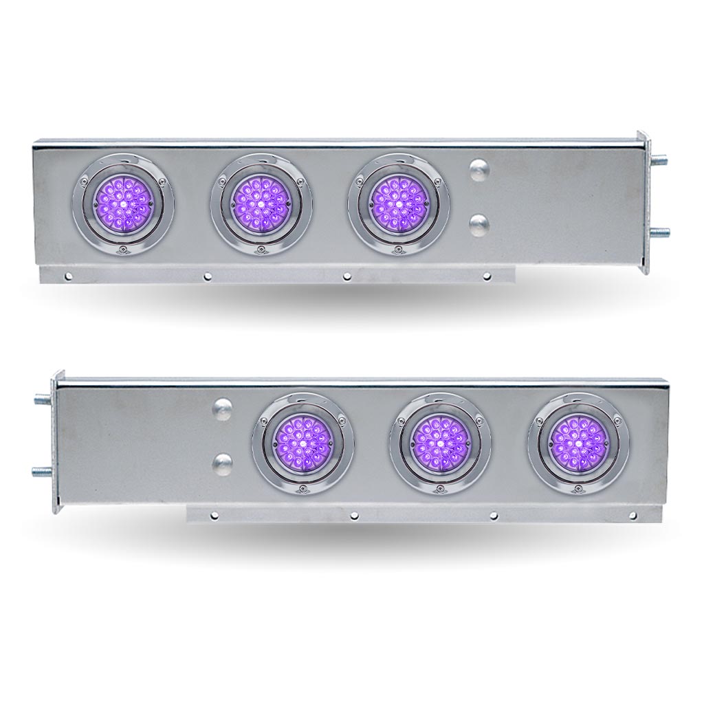 30″ Dual LED Mud Flap Hangers – 3 3/4″ Bolt Spacing | Star-Burst Watermelon LEDs (Clear Lens)