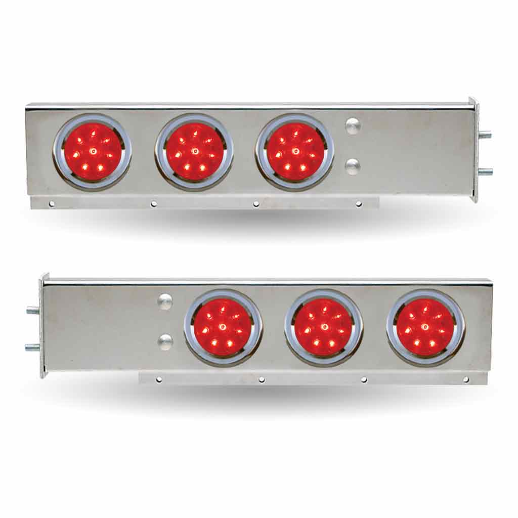 30" LED Mud Flap Hangers - 2 1/2" Bolt Spacing | 4" LEDs (Red Lens) | Stainless Steel - Thumbnail 3