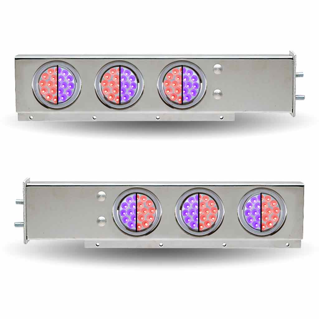 30" Dual LED Mud Flap Hangers - 2 1/2" Bolt Spacing | 4" Dual LEDs (Clear Lens) | Stainless Steel - Thumbnail 2