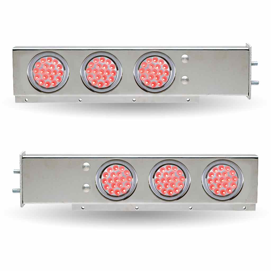30" Dual LED Mud Flap Hangers - 2 1/2" Bolt Spacing | 4" Dual LEDs (Clear Lens) | Stainless Steel - Thumbnail 4