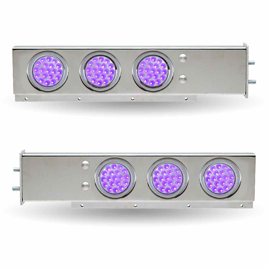 30" Dual LED Mud Flap Hangers - 2 1/2" Bolt Spacing | 4" Dual LEDs (Clear Lens) | Stainless Steel - Thumbnail 5
