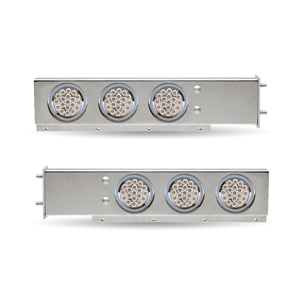 30" LED Mud Flap Hangers - 2 1/2" Bolt Spacing | 4" LEDs (Clear Lens) | Stainless Steel