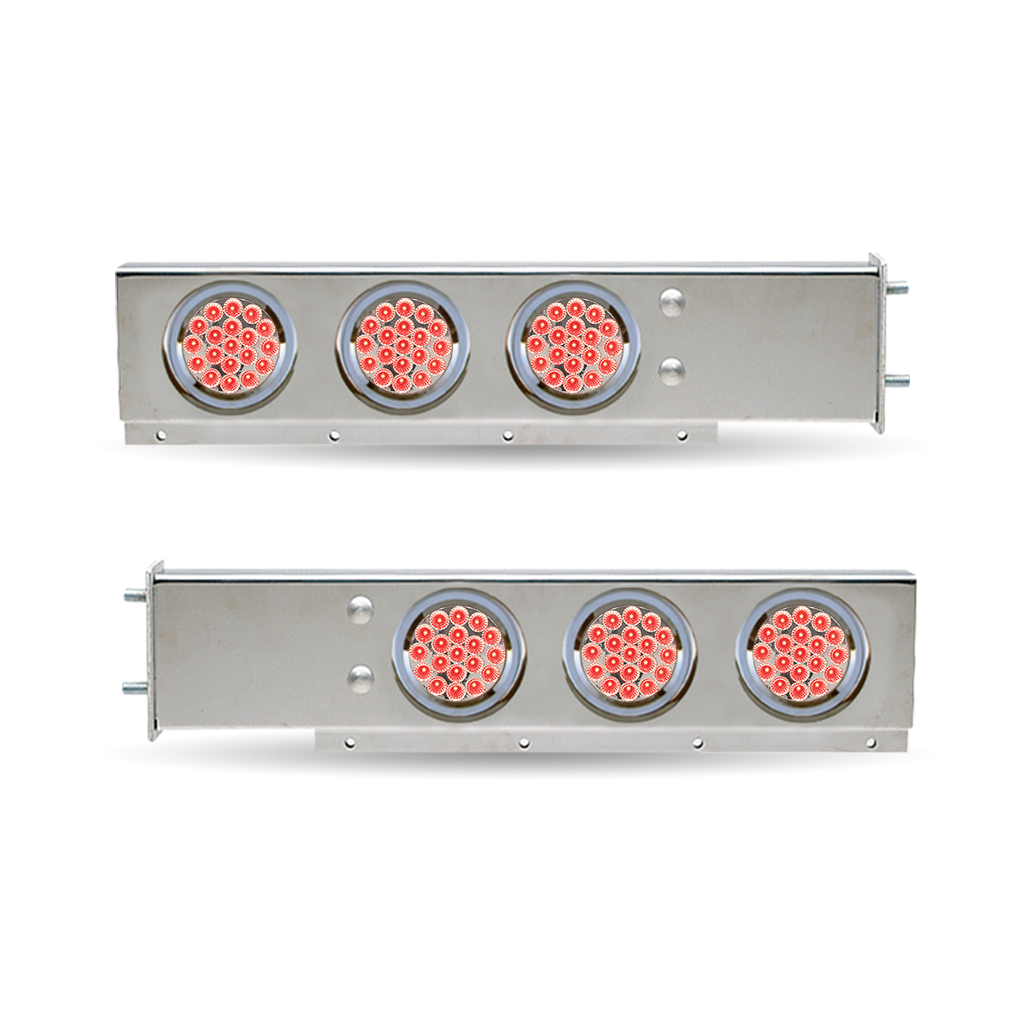 30" LED Mud Flap Hangers - 2 1/2" Bolt Spacing | 4" LEDs (Clear Lens) | Stainless Steel - Thumbnail 2