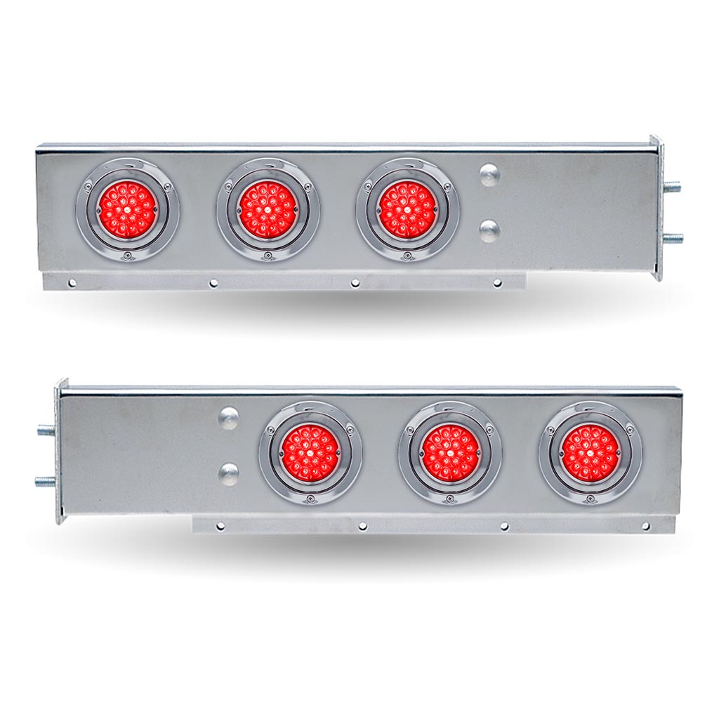 30″ LED Mud Flap Hangers – 2 1/2″ Bolt Spacing | Star-Burst Watermelon LEDs (Red Lens)