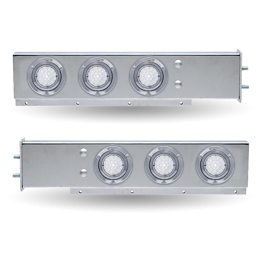 30″ Dual LED Mud Flap Hangers – 2 1/2″ Bolt Spacing | Star-Burst Watermelon LEDs (Clear Lens) - Thumbnail 2