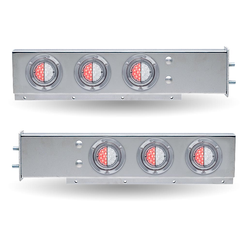 30″ Dual LED Mud Flap Hangers – 2 1/2″ Bolt Spacing | Star-Burst Watermelon LEDs (Clear Lens) - Thumbnail 3