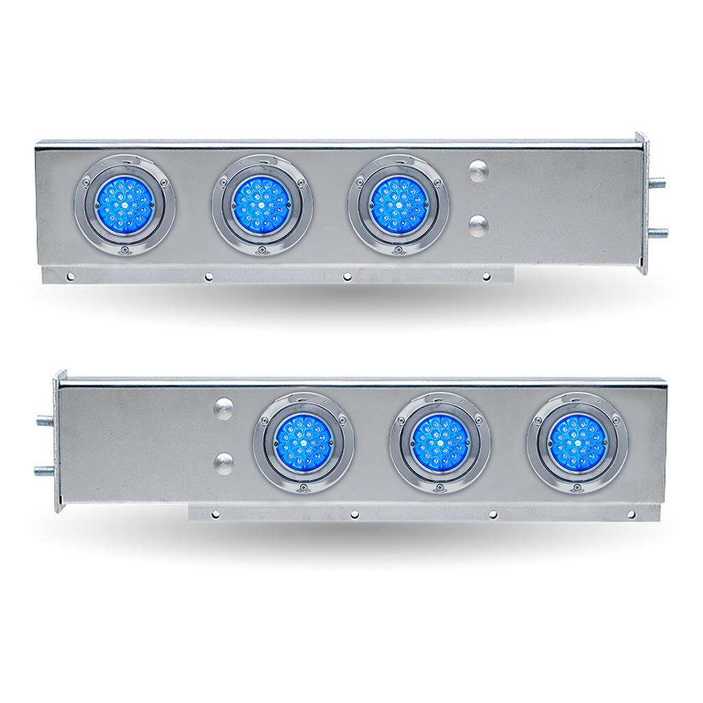 30″ Dual LED Mud Flap Hangers – 2 1/2″ Bolt Spacing | Star-Burst Watermelon LEDs (Clear Lens)