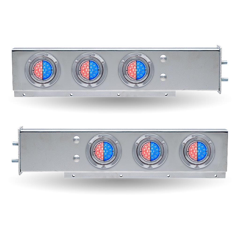 30″ Dual LED Mud Flap Hangers – 2 1/2″ Bolt Spacing | Star-Burst Watermelon LEDs (Clear Lens) - Thumbnail 2