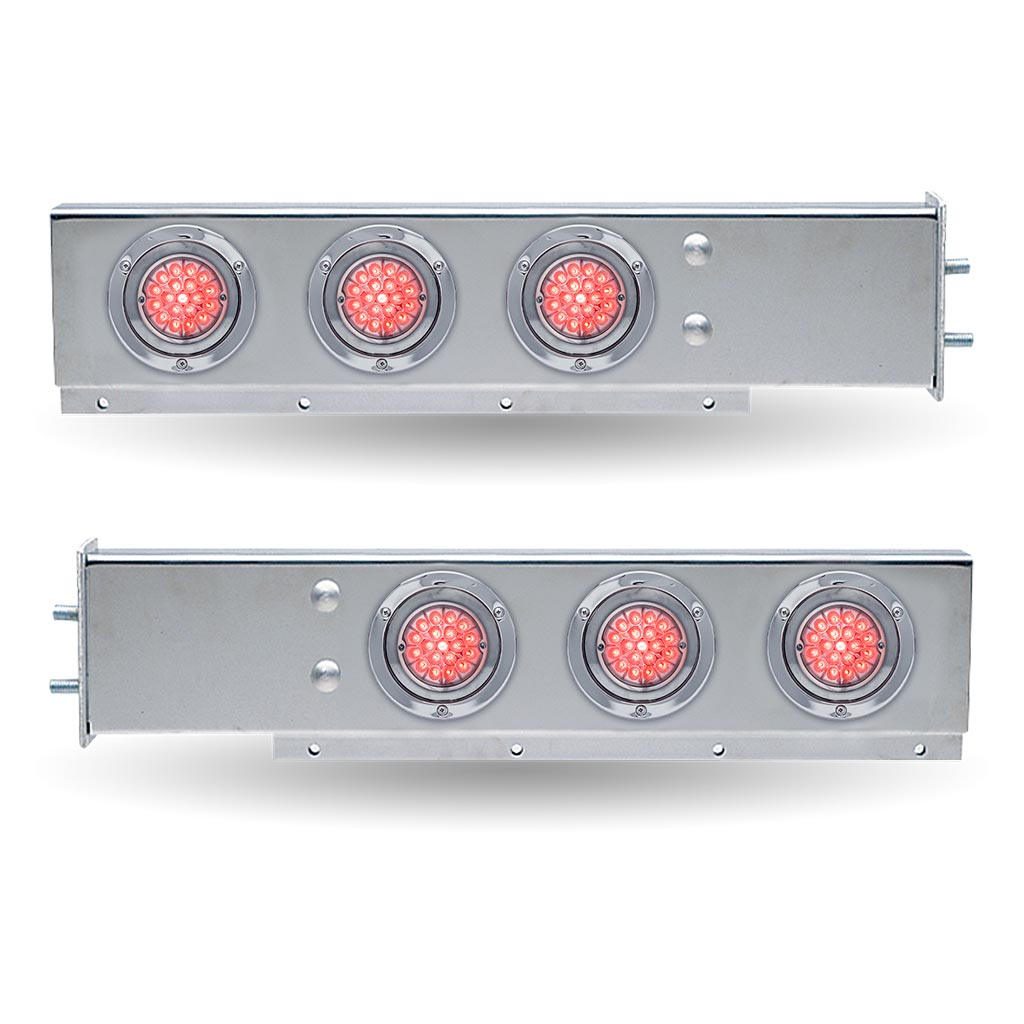 30″ Dual LED Mud Flap Hangers – 2 1/2″ Bolt Spacing | Star-Burst Watermelon LEDs (Clear Lens) - Thumbnail 4