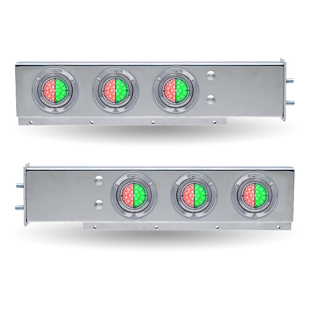 30″ Dual LED Mud Flap Hangers – 2 1/2″ Bolt Spacing | Star-Burst Watermelon LEDs (Clear Lens)