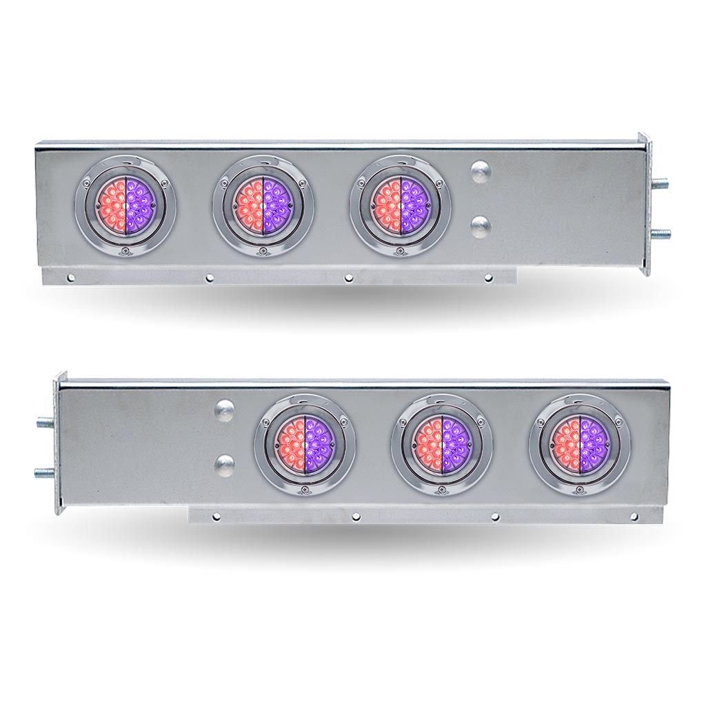 30″ Dual LED Mud Flap Hangers – 2 1/2″ Bolt Spacing | Star-Burst Watermelon LEDs (Clear Lens)