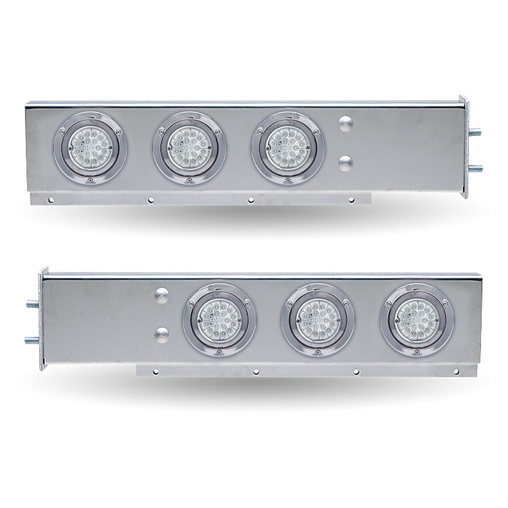 30″ LED Mud Flap Hangers – 2 1/2″ Bolt Spacing | Star-Burst Watermelon LEDs (Clear Lens) - Thumbnail 2