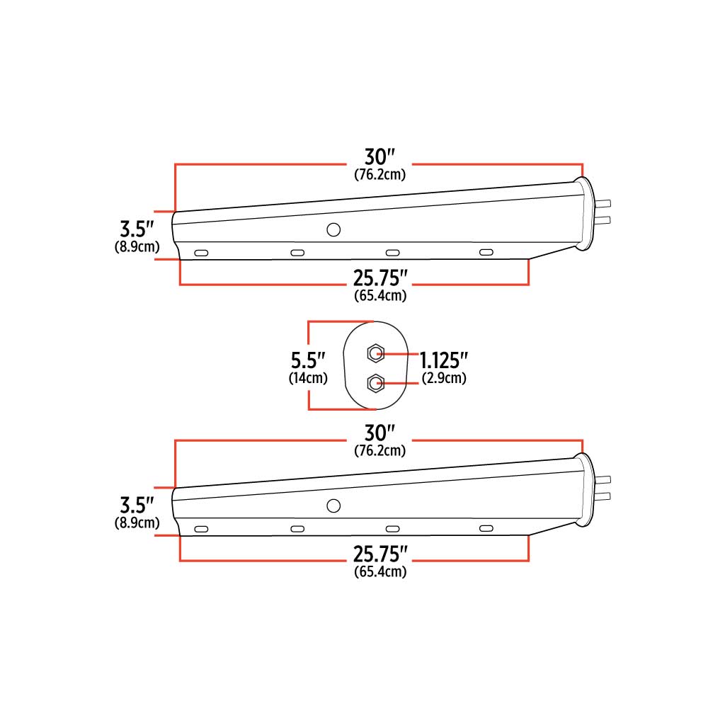 30" Mud Flap Hangers - 1 1/8" Bolt Spacing | Painted Steel - Thumbnail 3