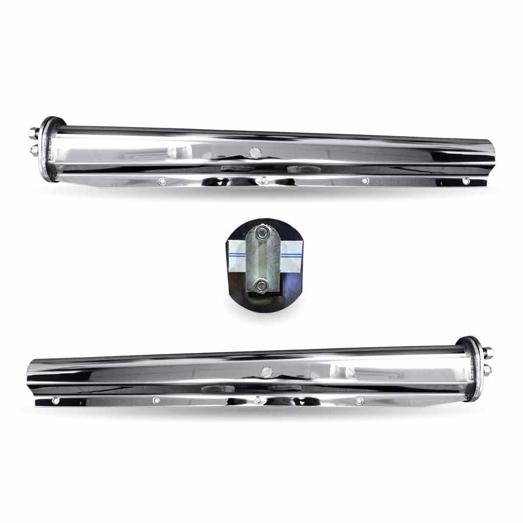 30" Mud Flap Hangers with Dual Back Plate - 1 1/8" Bolt Spacing | Stainless Steel