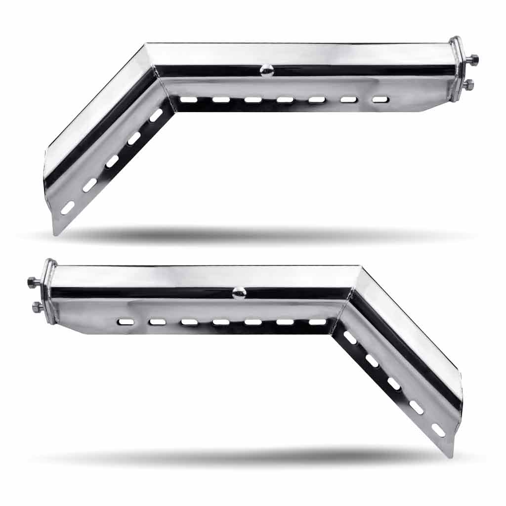 45° Angled 28.5" Mud Flap Hangers - 2 1/2" Bolt Spacing | Chrome Metal - Thumbnail 2