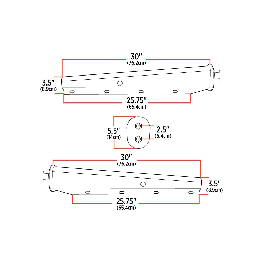 30" Mud Flap Hangers - 2 1/2" Bolt Spacing | Chrome Steel - Thumbnail 3