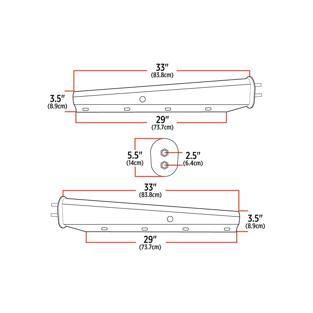 33" Mud Flap Hangers - 2 1/2" Bolt Spacing | Chrome Steel