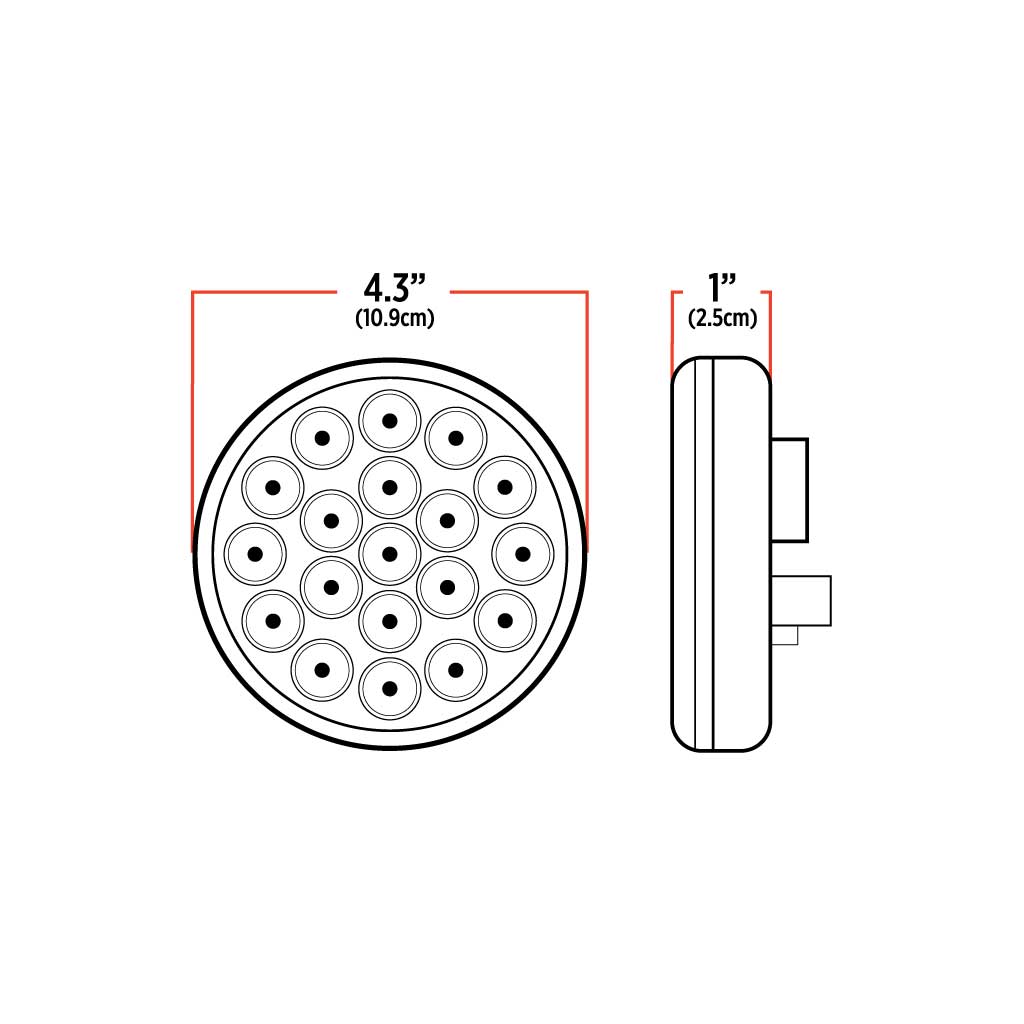 4" Amber Turn & Marker Round LED Light - 19 Diodes - Thumbnail 3