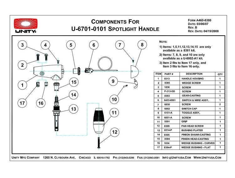 U-6701-0101 Handle Parts Breakdown (PDF Copy)