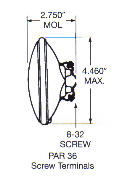 U-4416R 5" dia., PAR 36, Sealed Beam Lamp
