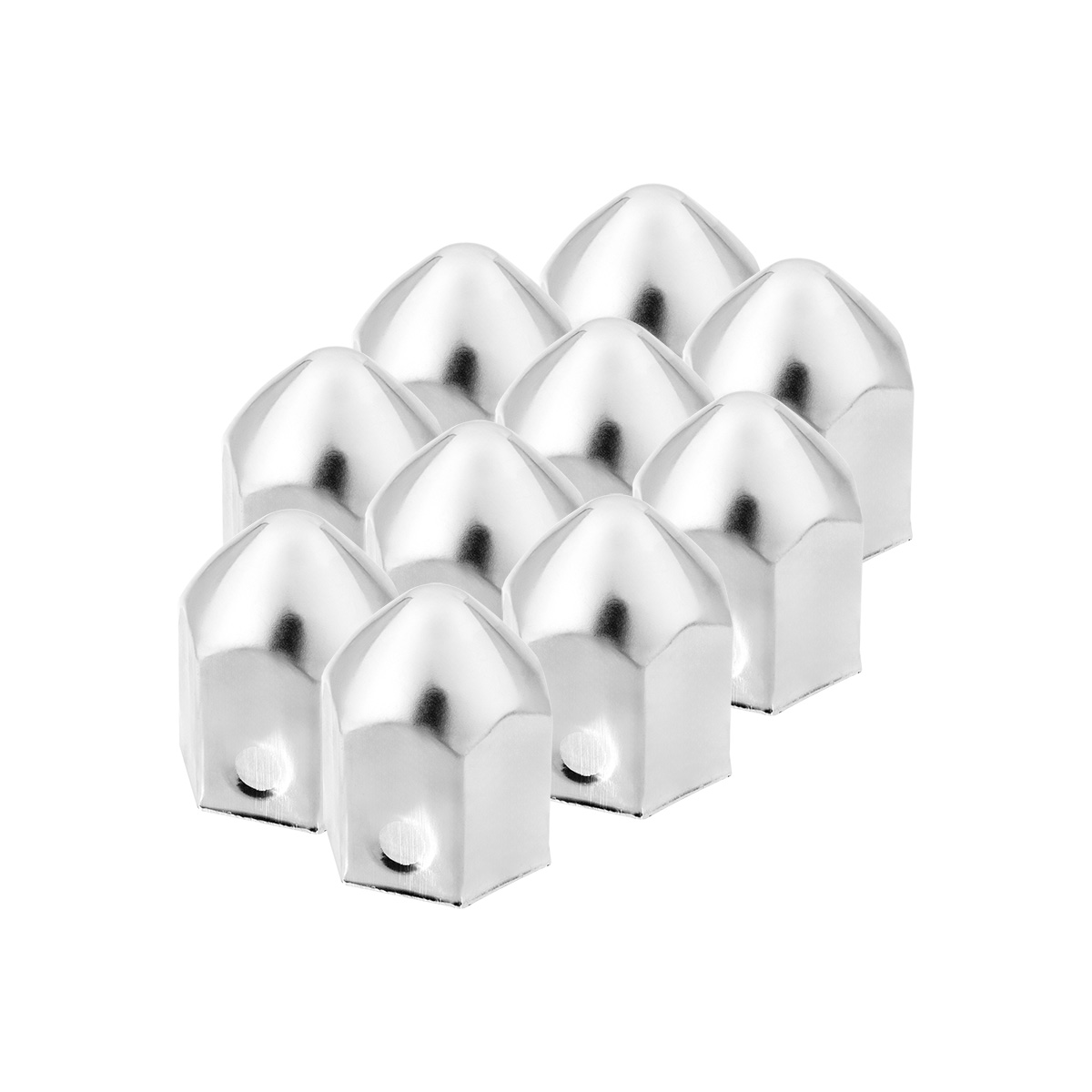 1-1/2" x 2-1/4" Chrome Steel Pointed Nut Covers (10-Pack) - Thumbnail 2