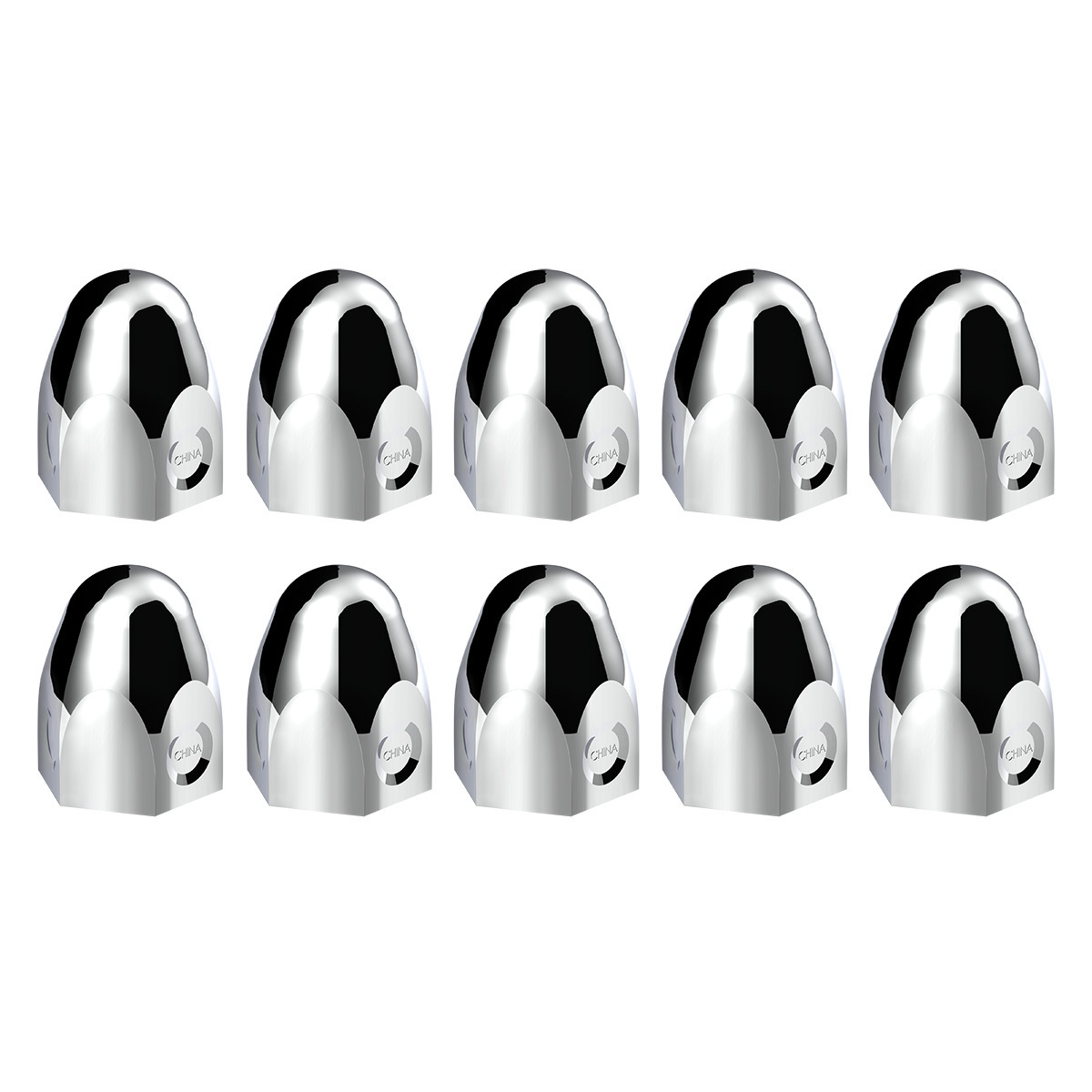 1-1/2" x 2" Chrome Steel Bullet Nut Covers (10-Pack) - Thumbnail 7