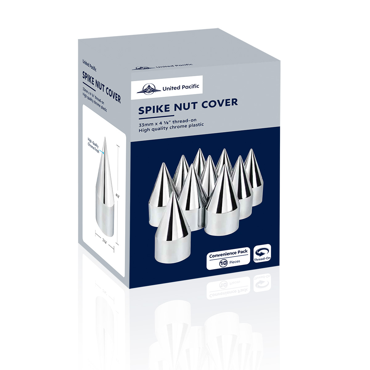 33mm X 4-1/8" Chrome Plastic Spike Nut Covers - Thread-On (Box of 10) - Thumbnail 7