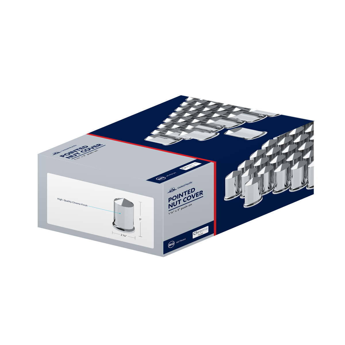 1-1/2" X 3" Chrome Plastic Pointed Nut Covers - Push-On (Color Box of 60) - Thumbnail 4