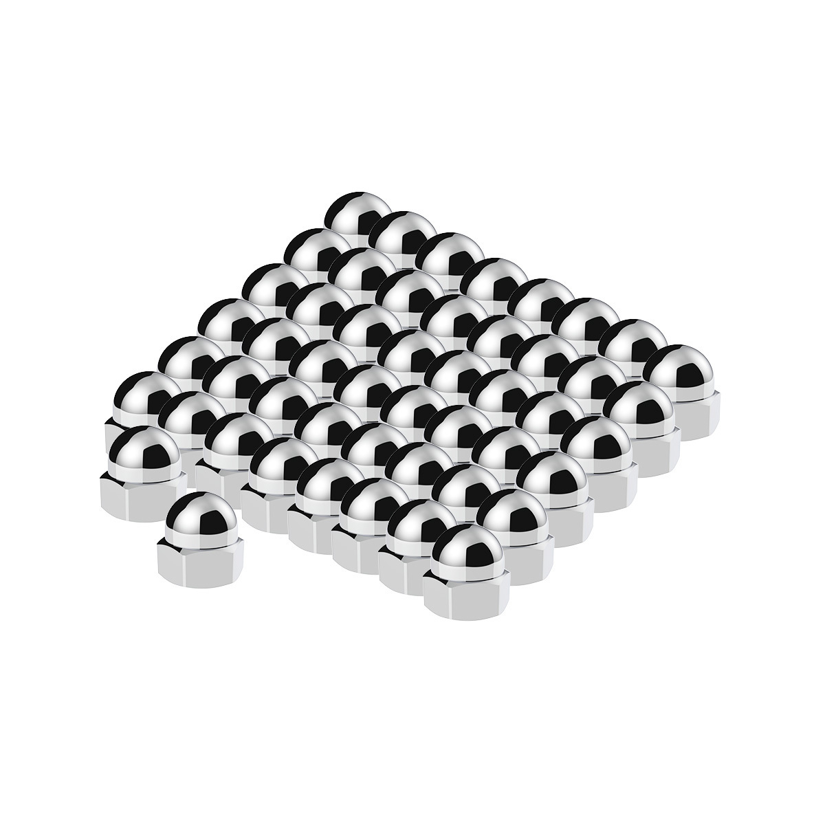 11/16" x 7/8" Chrome Die-Cast Acorn Nut Cover (50 pcs/Box) - Thumbnail 4