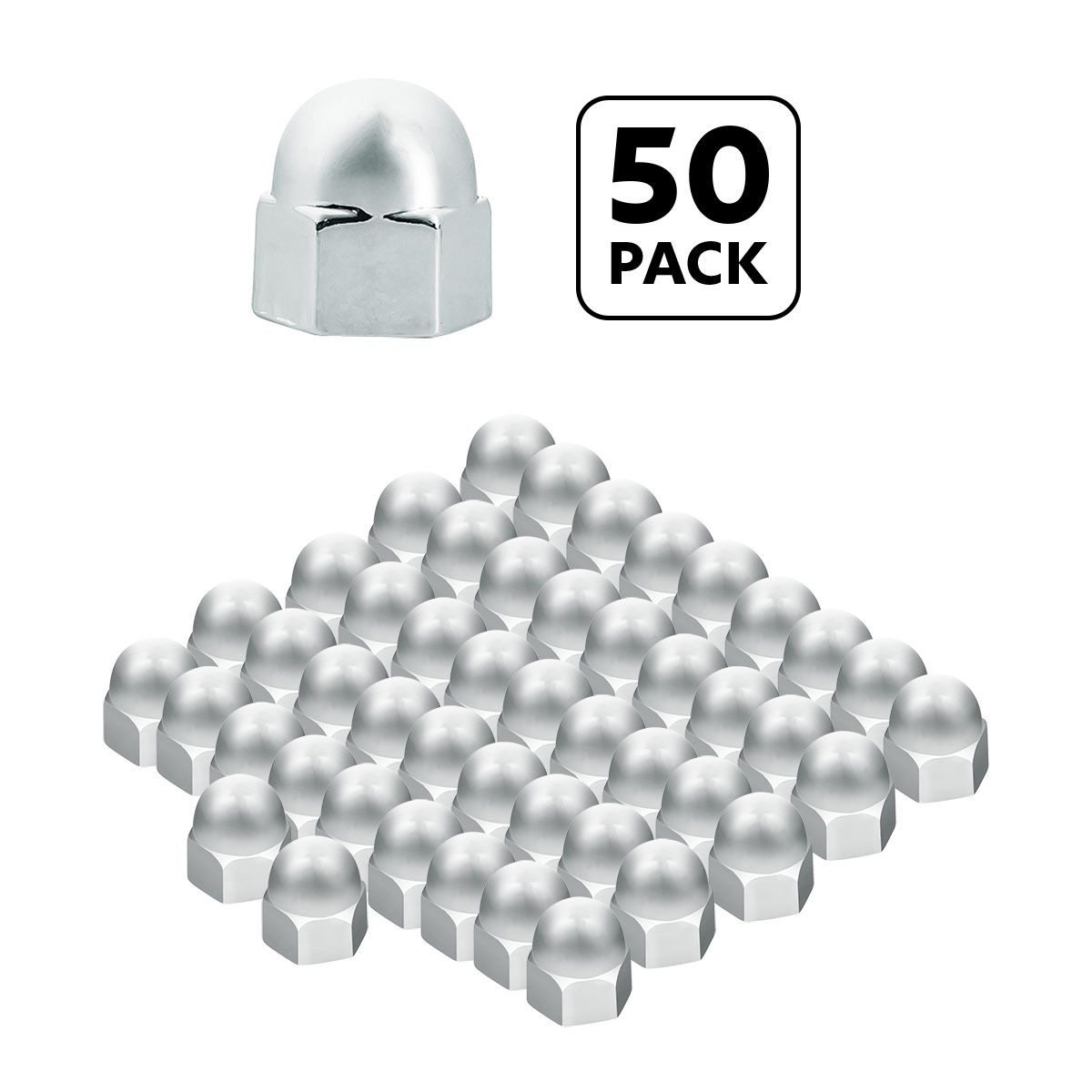 3/8" X 5/8" Chrome Die-Cast Acorn Nut Cover (50 pcs/Bag)