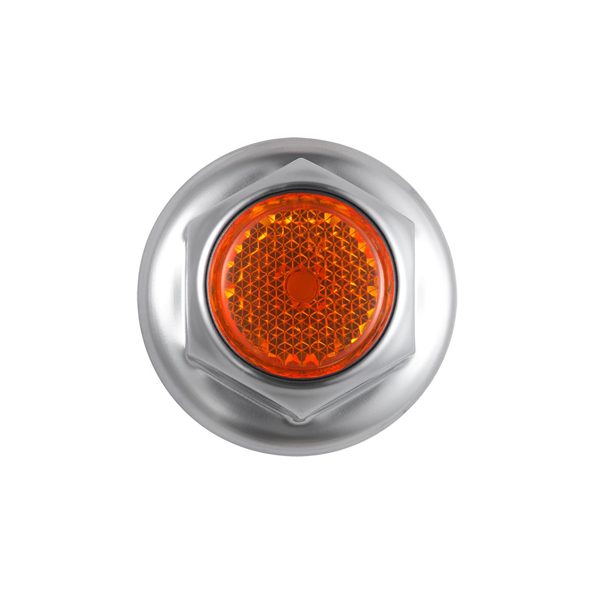 33mm X 2" Chrome Steel Reflector Nut Cover With Flange - Amber (50 Pcs) - Thumbnail 2