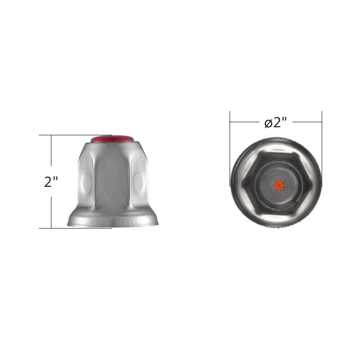 33mm X 2" Chrome Steel Reflector Nut Cover With Flange - Red (50 Pcs) - Thumbnail 6