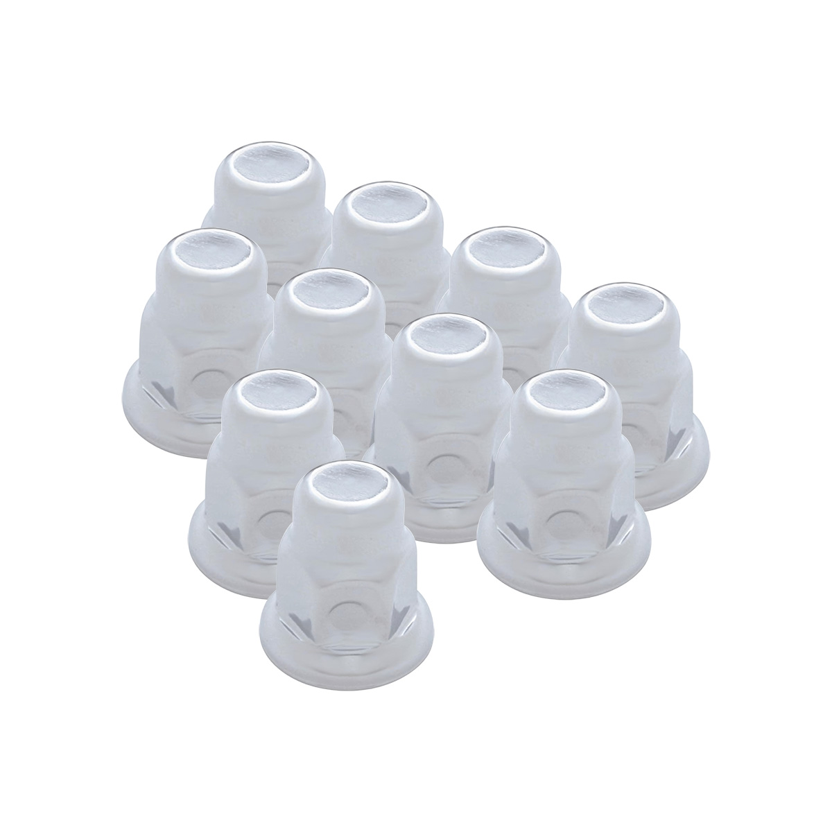 32mm x 2" Chrome Steel Tall Nut Covers With Flange (10-Pack) - Thumbnail 2