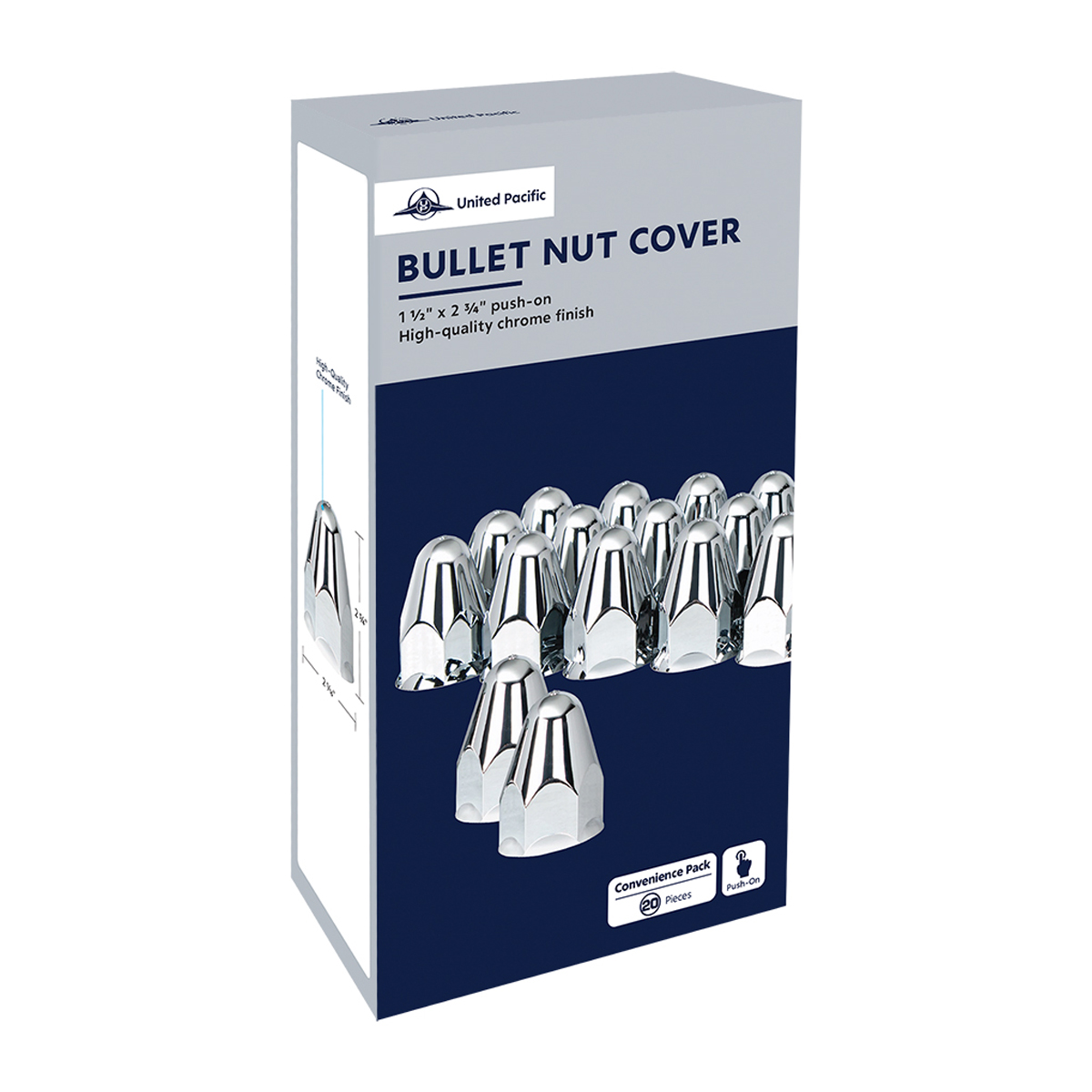 1-1/2" X 2-3/4" Chrome Plastic Bullet Nut Covers - Push-On (Color Box of 20) - Thumbnail 7