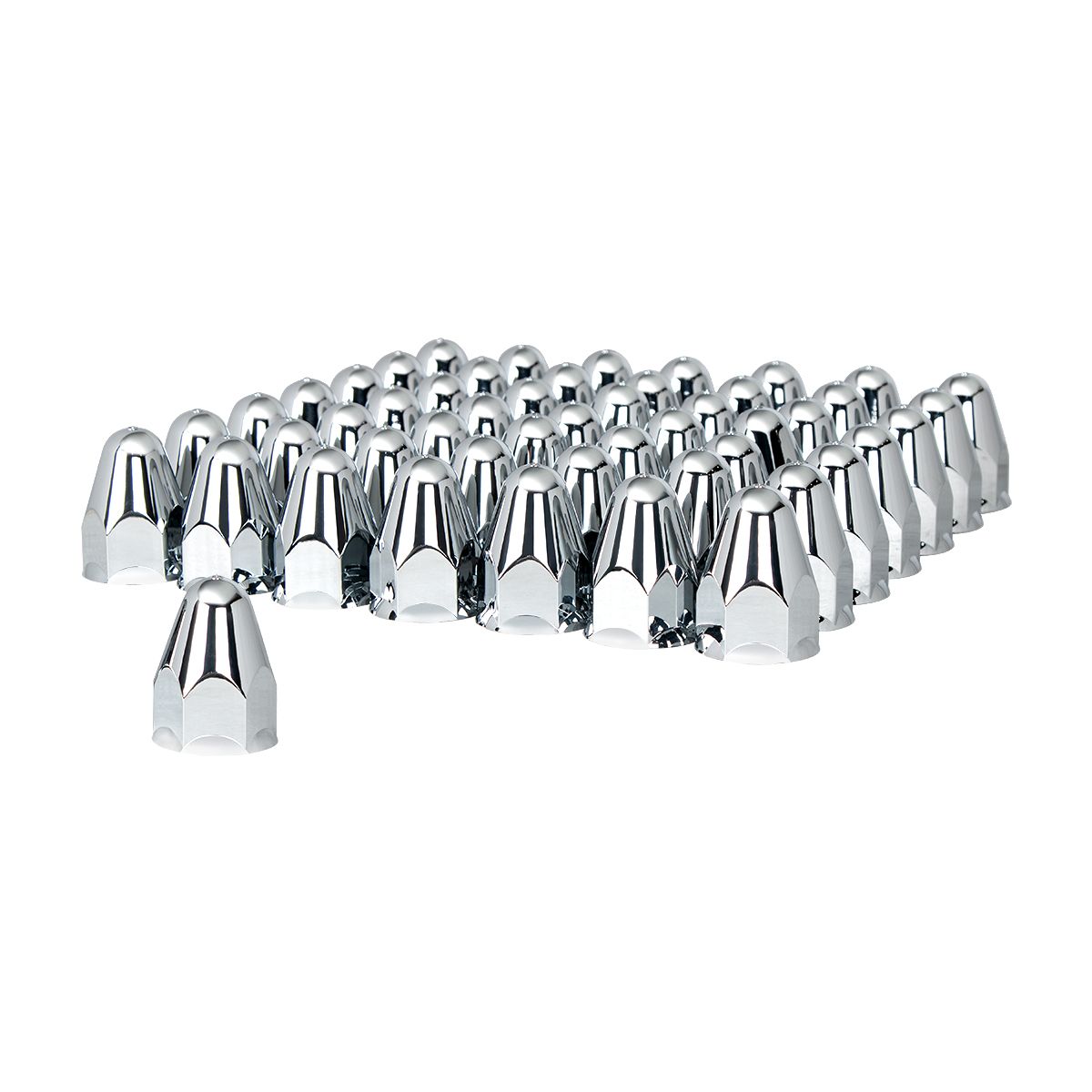 1-1/2" X 2-3/4" Chrome Plastic Bullet Nut Covers - Push-On (60-Pack)